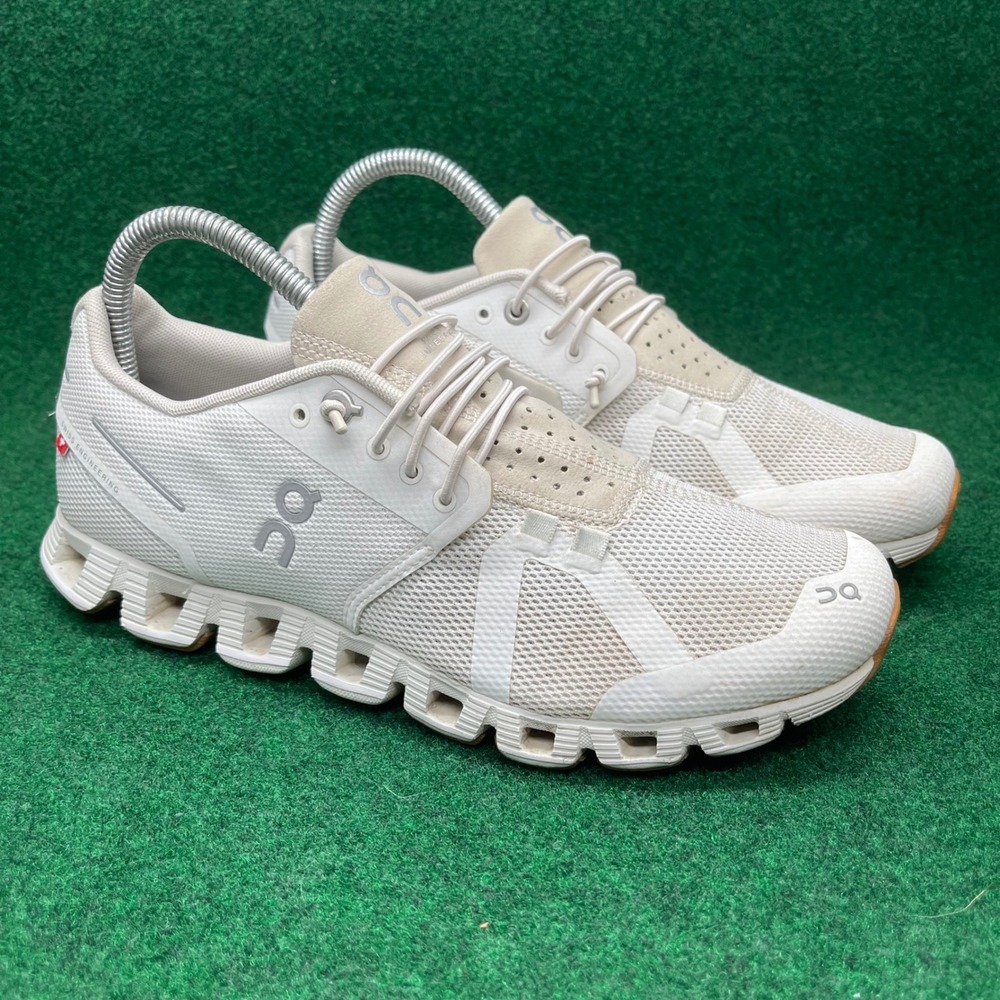 On Cloud 1.0 Running Shoes Womens 8.5 White Sand Lightweight Mesh Sneakers